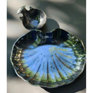 Wilton Armetale Pewter RWP 2 Piece Clam Shell Chip Dip Shrimp Tray Platter